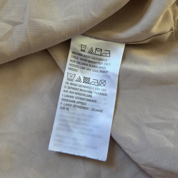 Isaac Mizrahi Women's Long Sleeve Blouse Size 8 Taupe Peasant Polka Dot Lace - Picture 5 of 9